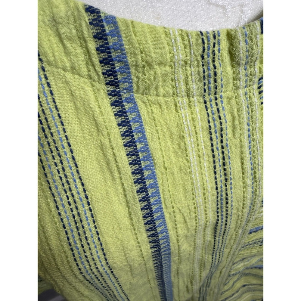 Habitat Clothing Lime Green Cotton Tunic Top~L~3/4 Sleeve Button Back Lagenlook - Picture 7 of 15